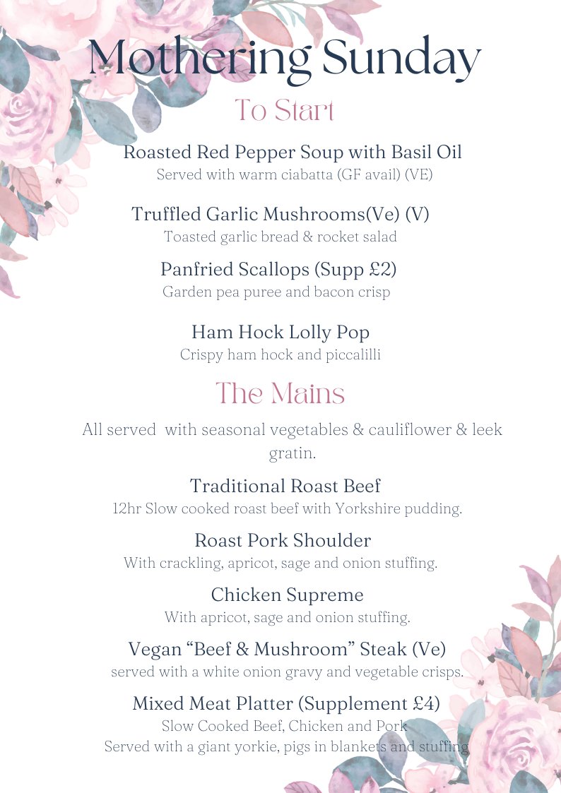 main menu rose & crown carmarthen